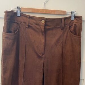 Melanie Lyne Brown Suede-Look Pants